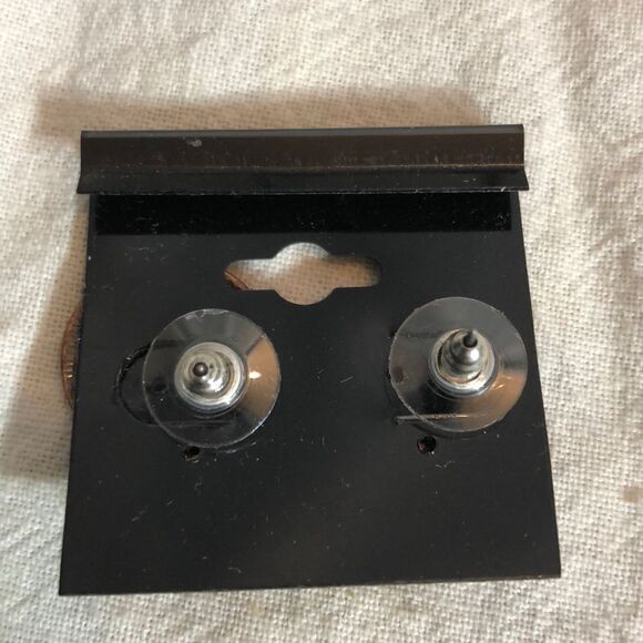 Handcrafted One of a Kind Beaten Round Copper Earrings Rhinestones NEW - Picture 4 of 7